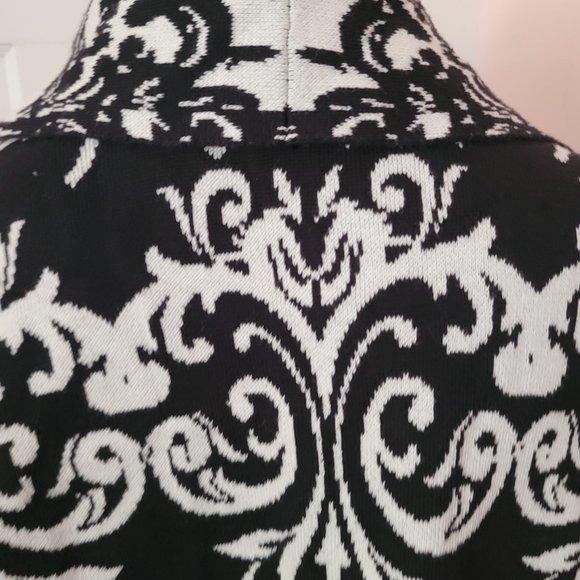 Alfani womens Open Front Cotton Blend Sweater Black/White Print Size M - Picture 5 of 8